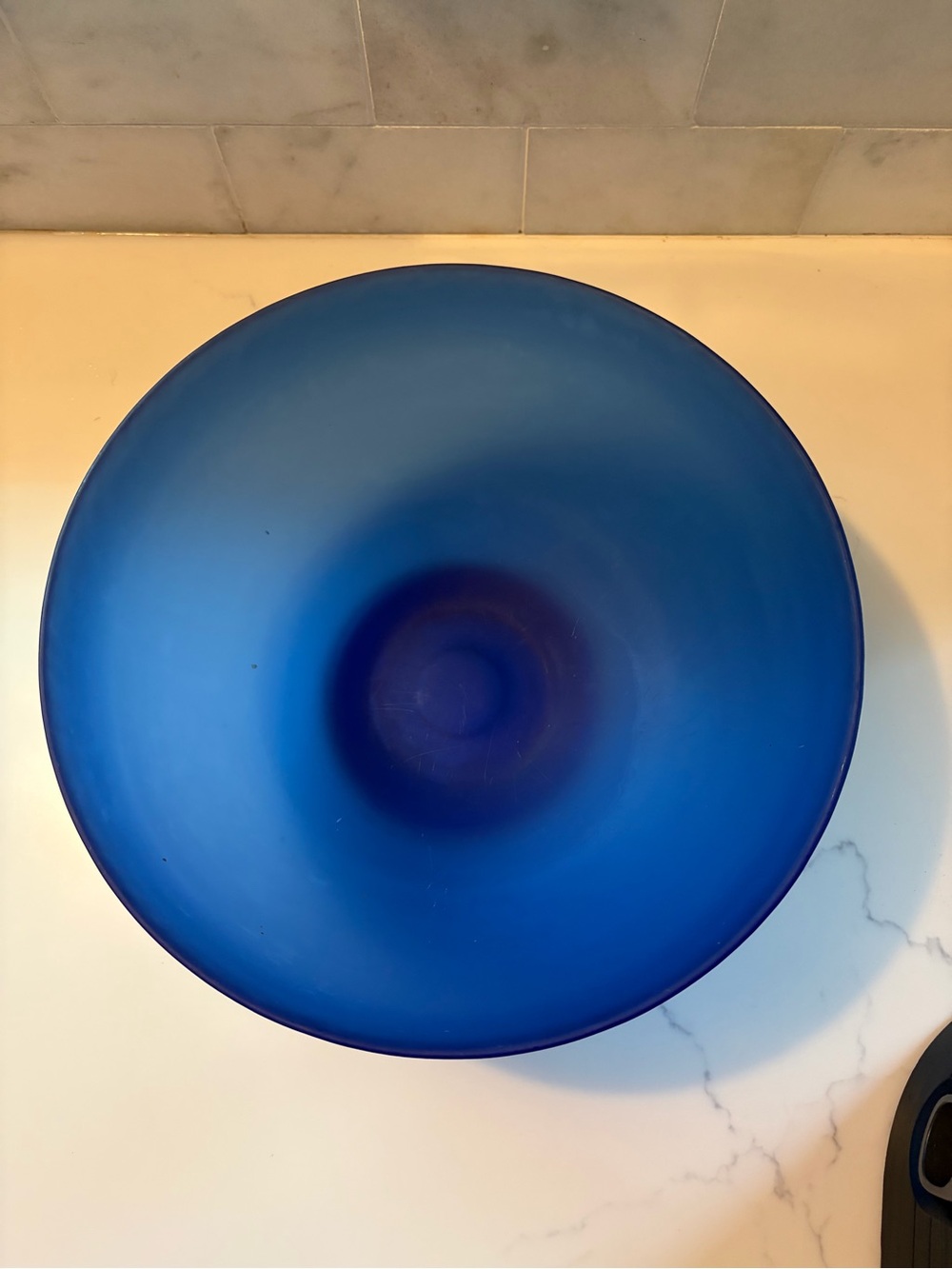 Cobalt Blue Vintage Frosted Glass Bowl 9.5 in Diameter 4.5 Inches High. - Picture 5 of 10